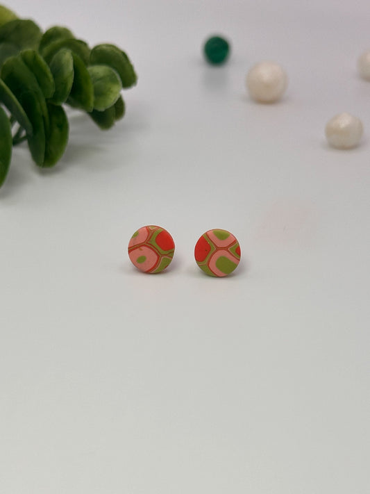 Green stud earrings